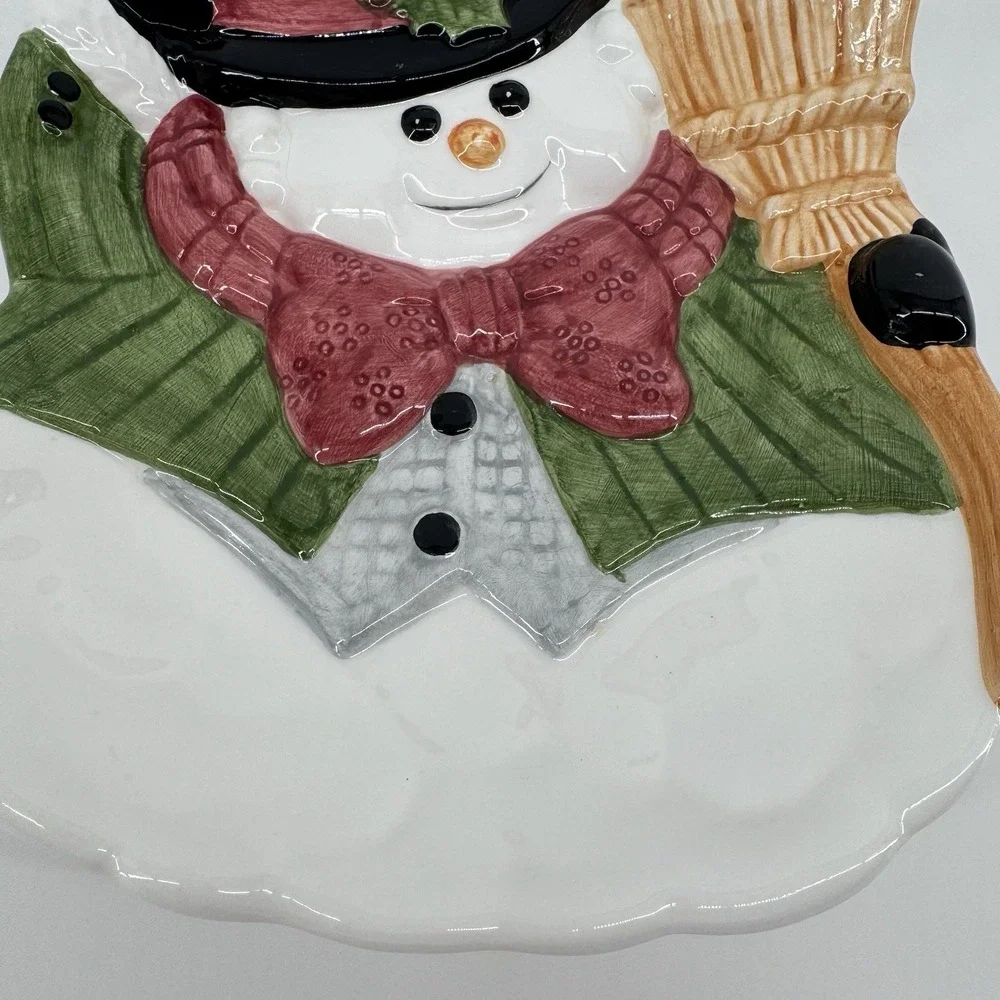 Omnibus by Fitz and Floyd Snowman Christmas Plate Holiday Serving Dish Decor